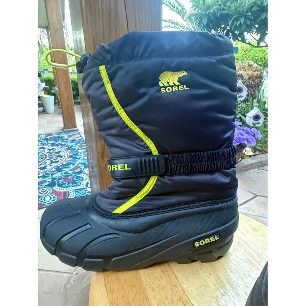 ❄️ Sorel Women's‎ Snow Boots Waterproof Insulated Black Neon Size 7 ❄️